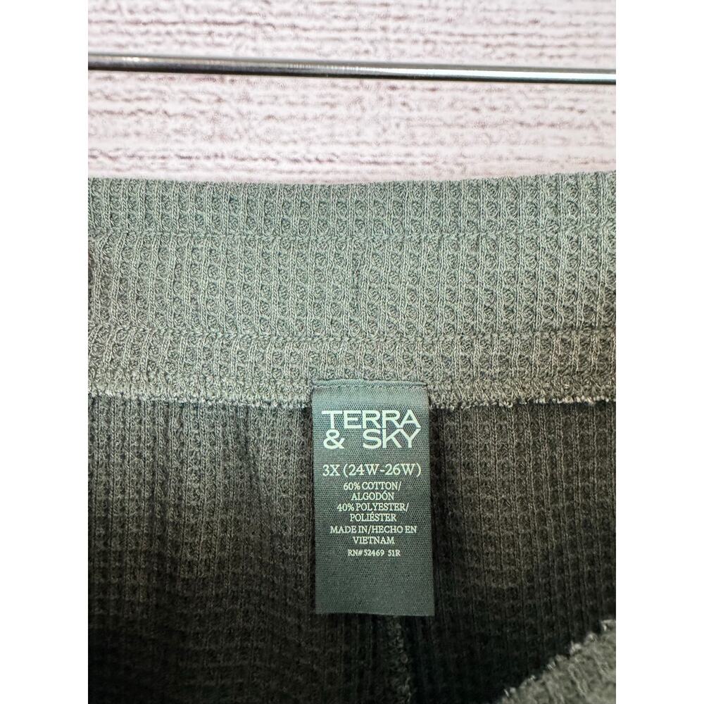 Terra & Sky Plus Size Green Washed Waffle Knit Matching Lounge Set Size 3X/4X - Picture 14 of 15